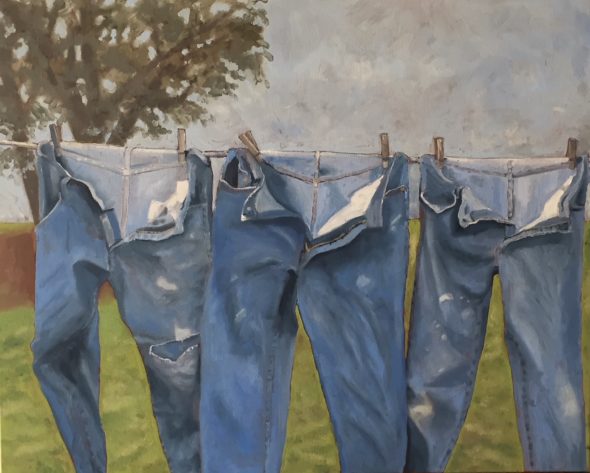 Blue Jeans on the Line, 24x 30, oil, $ 700