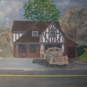 Forest Ave. #12 Firehouse, oil-conte-graphite on board, 24 x 28, $800.jpg