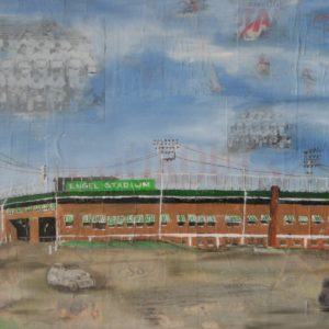 Historic Engel Stadium, oil and collage, 18 x 24, SOLD