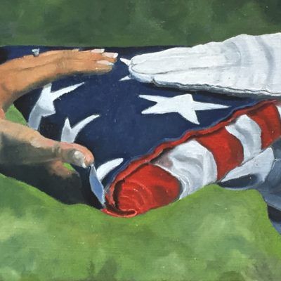 American Flag Tribute, 10x 20, oil, $ 350