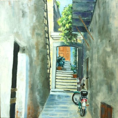 Orvieto alley with bike, oil, 14 x 18, $450