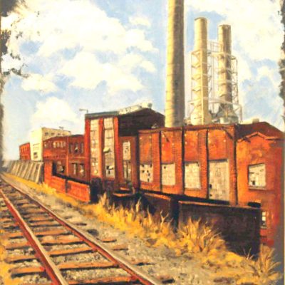 Peerless Mill, Along the Tracks, oil on canvas, 12x18, $395