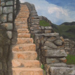 Steps at Machu Picchu, oil, 18 x 24, $ 500, available in print or giclee. jpg