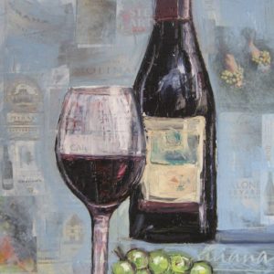 Wine Bottle, oil and collage, 12 x 24, $200